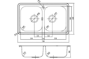 Мойка, нержавеющая сталь, шелк, 2 чаши, 780*480, Strit S, IDDIS, STR78S2i77 - 2