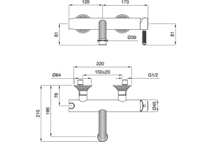 Смеситель Cezares Olimp VM 01 L для ванны с душем - 2