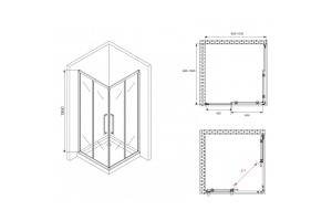 Душевой уголок Abber Schwarzer Diamant 100х100 черный стекло матовое - 2