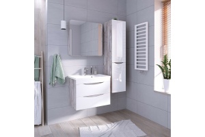 Шкаф пенал для ванной Grossman ТАЛИС бетон пайн/белый глянец (303508) - 3