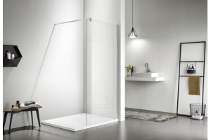 AQ WIW 10020CH Душевая перегородка Walk in с держателем 1000x2000 профиль хром, стекло прозрачное - 2