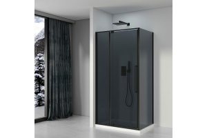 Душевой уголок Black&White Stellar Wind 100х80 черный стекло тонированное - 2