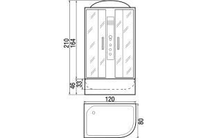 Душевая кабина с поддоном River Dunay 120/80/44 MT L (10000001443) - 3