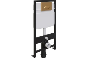 Комплект Унитаз подвесной STWORKI Монтре SETK3204-2616 безободковый, с микролифтом + Система инсталляции для унитазов EWRIKA ProLT 0026-2020 с кнопкой смыва 0053 золото матовое - 2