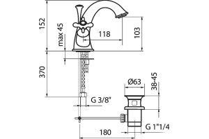 Смеситель для раковины Webert Ottocento OT700102065, бронза - 2