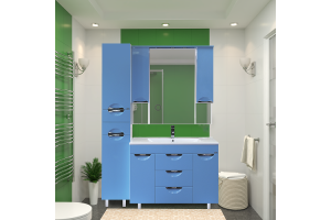 Тумба под раковину Misty Кристи 105 голубая глянцевая - 2