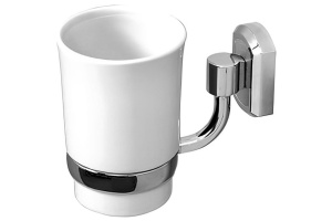 Стакан для зубных щеток WasserKRAFT  хром - белый