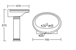 Раковина напольная Ceramalux Classic белый (2061) - 3