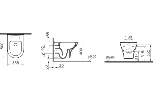Чаша для унитаза подвесного VitrA Zentrum 55795B003-0075 - 3