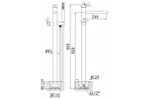 Смеситель напольный для ванны Cezares Leaf черный, матовый (LEAF-VDP-NOP) - 2