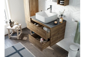 Мебель для ванной STWORKI Карлстад 75 дуб рустикальный, роверелла, в стиле лофт, под дерево, российская - 3