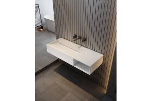 Тумба с раковиной Abber Stein 120 R подвесная белый матовый - 2