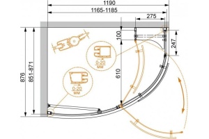 Душевой уголок Cezares Elena RH1 120/90 P Cr L - 3