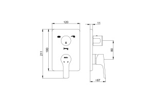 102167206EX-KDE LUNA смеситель для ванны на 2 режима (внешняя часть) - 2