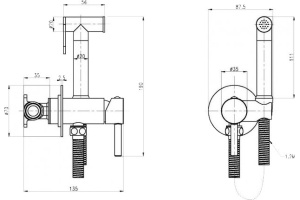 Гигиенический душ Cezares черный, матовый (CZR-SET-DA1-ID2-FMM120-NOP) - 2
