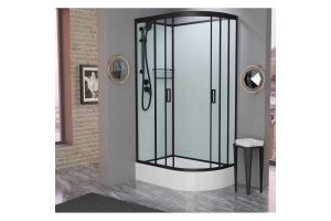 Душевая кабина Frank 120х80 левая черная стекло прозрачное - 2