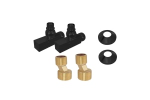 Комплект 2шт.: вентиль квадрат г/ш 3/4х1/2, эксцентрик 3/4х1/2, отражатель 3/4, цвет черный муар