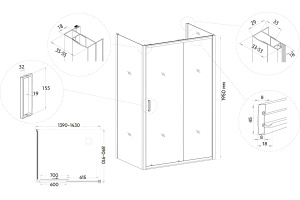 Душевой уголок Veconi Rovigo RV-046B 140x90, черный - 3