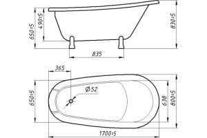 Ванна из искусственного камня Фэма Салерно 2 белая, ножки бронза, со смесителем - 3