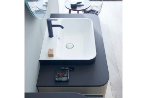 DURAVIT (Happy D.2 Plus) Умывальник 600 x 460 мм, с отверстием под смеситель, с клапаном Push-Open, цвет белый внутри/антрацит матовый снаружи