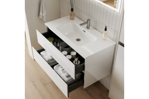 Тумба с раковиной Sancos Cento 120 см белый глянец - 3