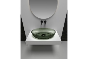 Раковина накладная прозрачная ABBER Kristall AT2801Vesuvian оливковая - 3