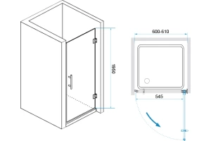 Душевая дверь RGW Hotel HO-011B 60х195 профиль черный стекло прозрачное - 3