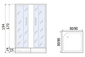 Душевое ограждение с поддоном River Morava 90/24 MT (10000008322) - 2