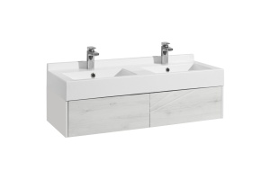 Комплект мебели Aquaton Сакура 120 раковина двойная белый-светлое дерево - 2