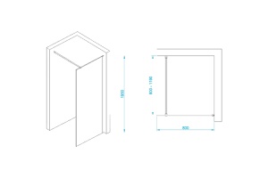 Душевая перегородка RGW Walk In WA-002B 80х195 профиль черный стекло матовое - 3