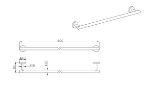 Полотенцедержатель AQUATEK ВЕГА AQ4014MB, матовый черный - 2