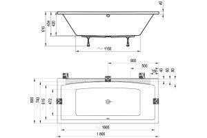 Акриловая ванна Ravak FORMY 02 180x80 см (C891000000) - 2