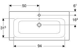 Умывальник меб Renova Plan Slim 100 1/отв б/к Geberit 122200000 - 2