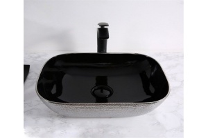 Раковина накладная CeramaLux NC 46 см черный/серебро (D1333H020) - 3