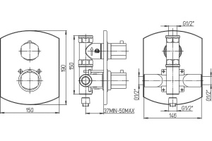 Термостатический смеситель Paini Ovo 86CR690TH С ВНУТРЕННЕЙ ЧАСТЬЮ, для душа - 2