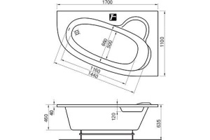 Акриловая ванна Ravak Asymmetric 170x110 см (C491000000) - 2
