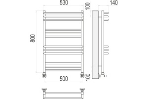 Водяной полотенцесушитель Terminus Кельн П12 500х800 Хром - 3