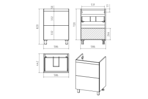Тумба с раковиной Misty Атлантик 60 серая матовая - 2