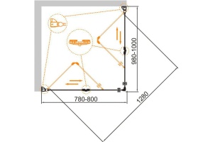 Душевой уголок Cezares Eco 80х100 хром стекло прозрачное - 2