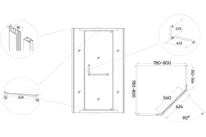 Душевой уголок Veconi Rovigo 80х80, хром (RV36-80-01-C5) - 3