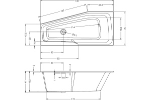Акриловая ванна Riho Rething Space 160x75 R - 3