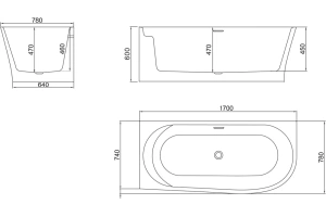 Акриловая ванна BELBAGNO 170х78 белый (BB410-1700-780-R) - 3
