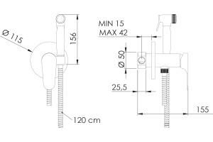 Гигиенический душ Remer Class Line L65 со смесителем, С ВНУТРЕННЕЙ ЧАСТЬЮ - 2