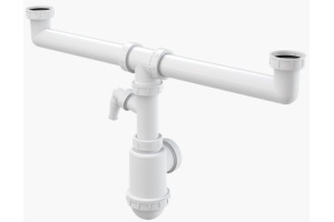 A448P Сифон для сдвоенной мойки с накидными гайками 6/4