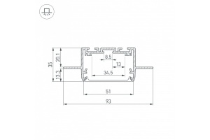 Встраиваемый профиль Arlight SL-Linia55-Fantom-2500 Anod 035650 - 2
