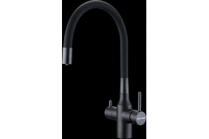 Смеситель для кухни Paulmark Salix с гибким изливом черный матовый