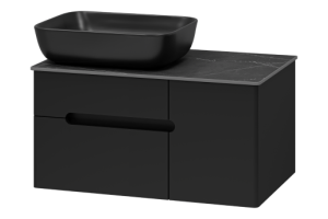 Тумба с раковиной Misty Роял 80 черная матовая