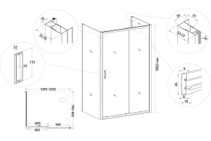 Душевой уголок Veconi Rovigo RV-046B 130x80, черный - 3