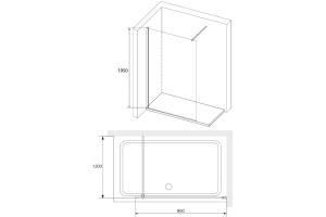 Душевая перегородка RGW Walk In WA-010B 80х195 профиль черный стекло матовое - 3