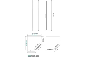 Душевой уголок Wasserkraft Naab 100х100 профиль хром стекло прозрачное - 3